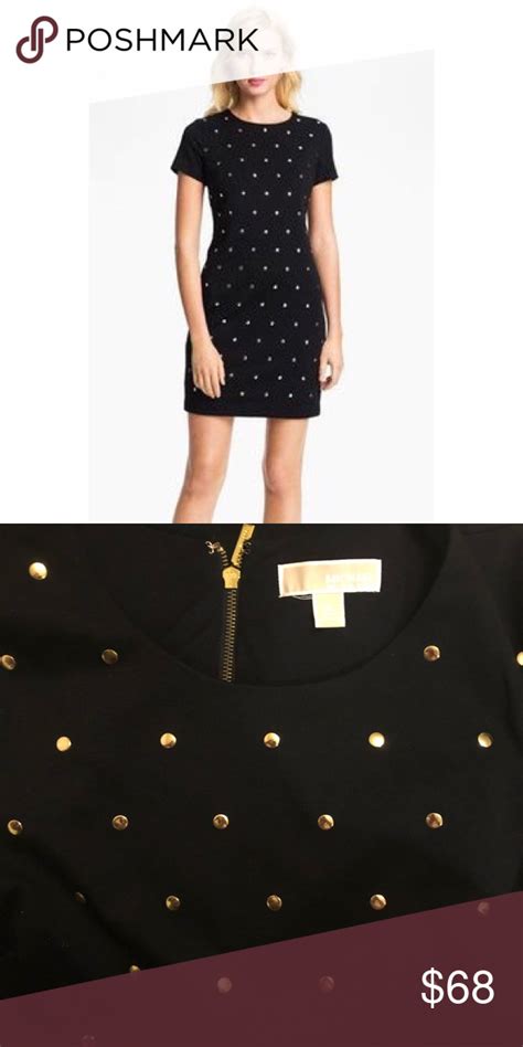 michael kors dress with gold studs|Michael Kors black zipper dress.